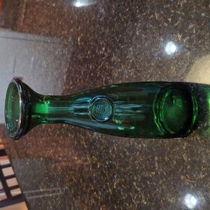 Vintage Italian Green Blown Glass Chianti Wine Carafe